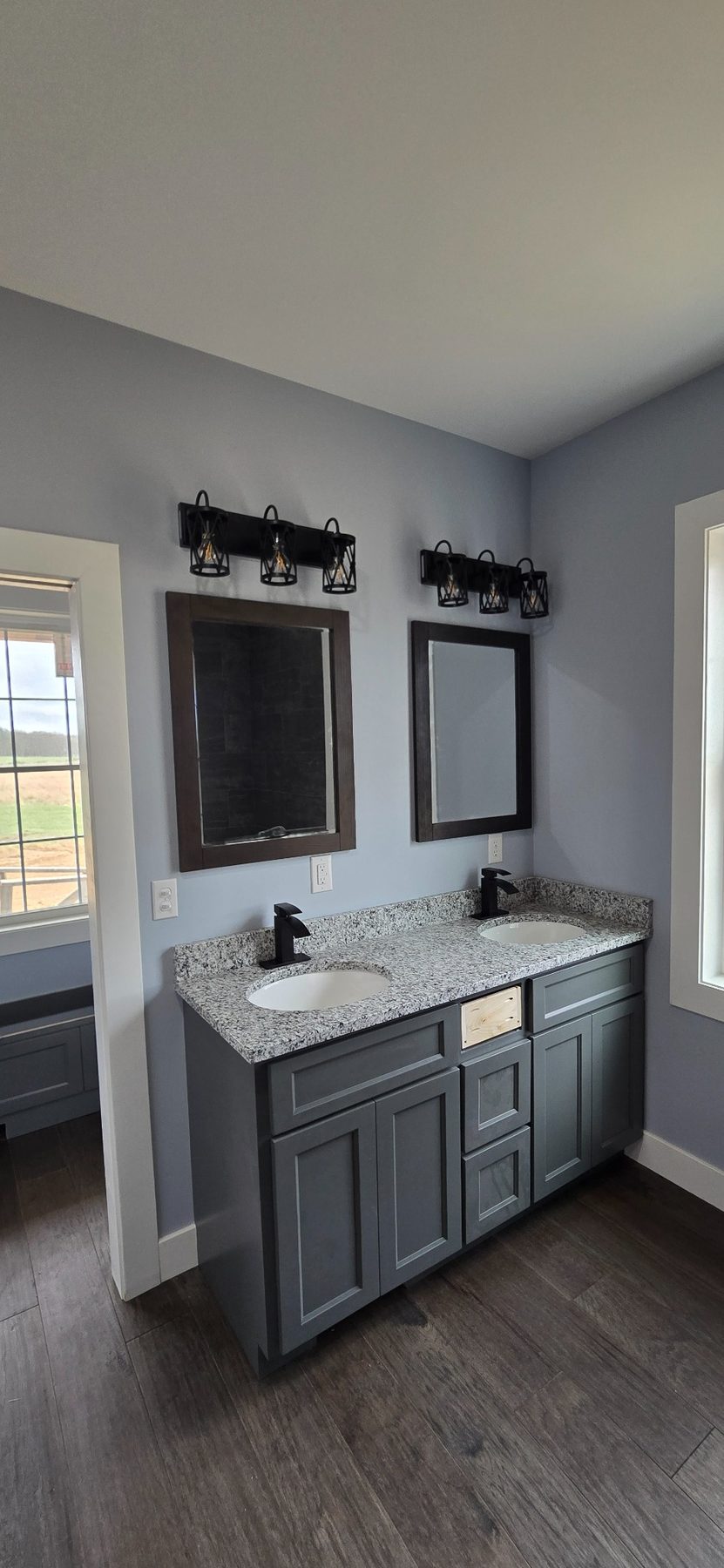 Bathroom vanity and mirrors