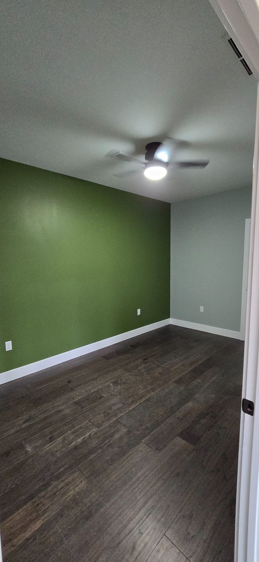 Room with green accent wall