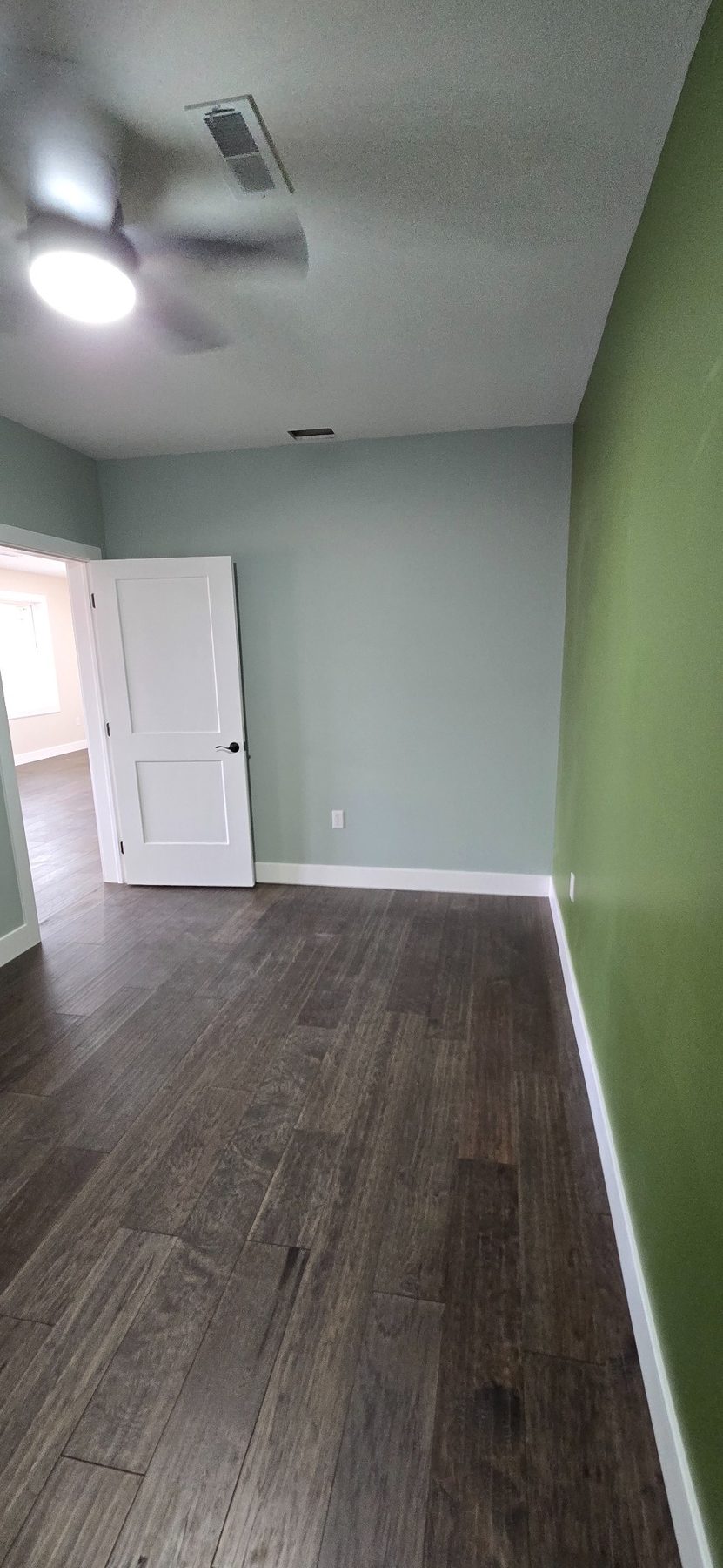 Room with green accent wall