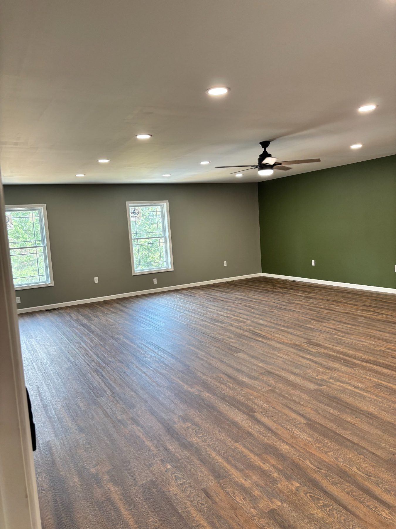 Large living room with windows