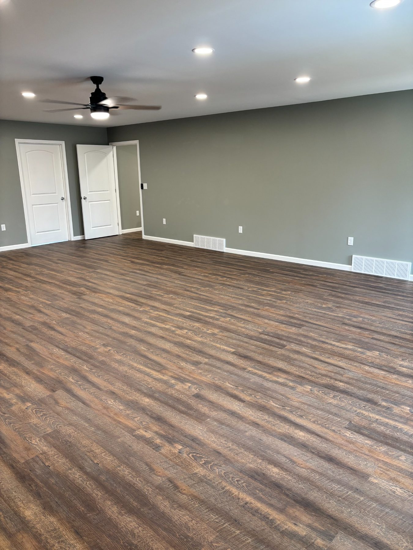 Living area with ceiling fan