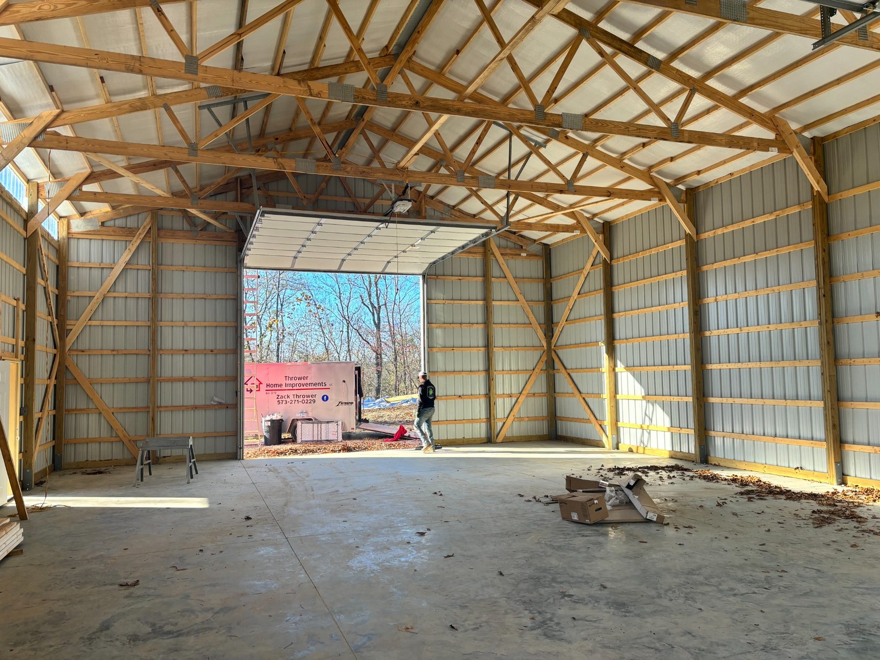 Interior with concrete floor and wide opening