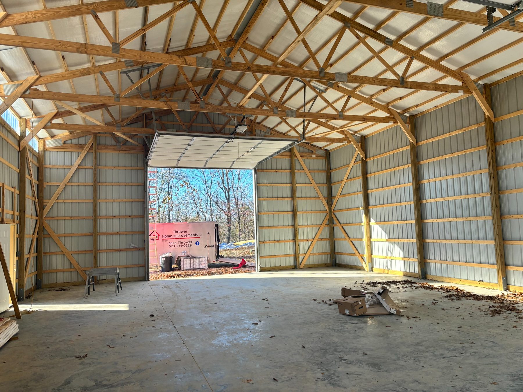 Interior framing and open bay